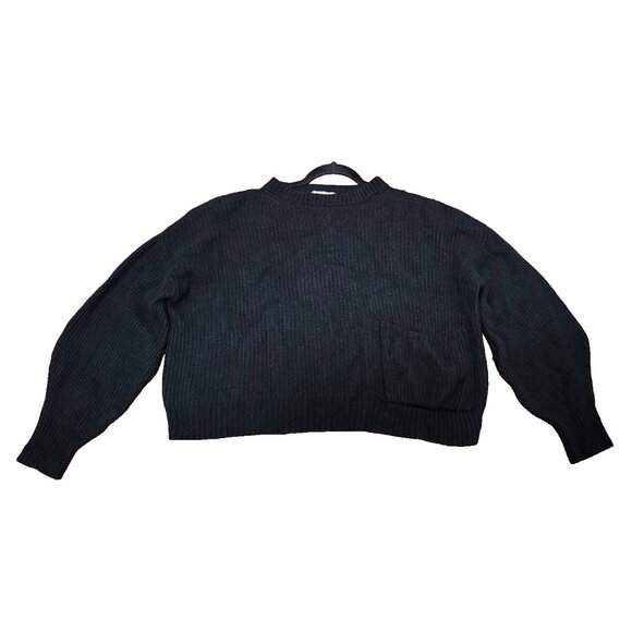 N.O.W. Andrea Rosati Cashmere Sweater Women Black Ribbed Knit Italy Oversized M - Picture 2 of 14